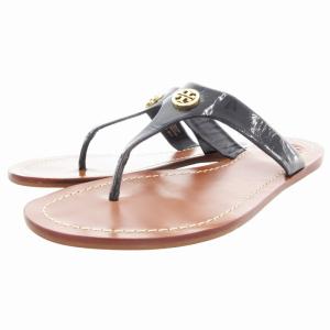 トングサンダル ビーチ ロゴ エナメル 9 黒 ブラック 茶 ブラウン /GV