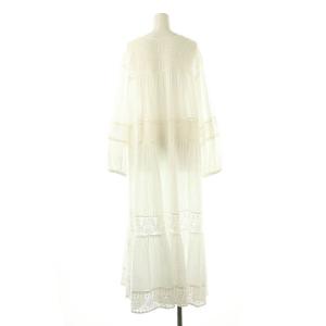 Spick&Span 24SS HYUレースギャザーワンピース マキシ ロング 長袖 F 白 ホワイト /AT OS