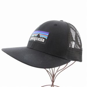 Patagonia P6トラッカー ハット メッシュキャップ 帽子 スナップバック ロゴ刺繍 黒 ブラック 38017 /GV