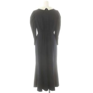 Apuweiser-riche ビジュー襟マーメイドワンピース ロング 七分袖 2 ネイビー /HK OS