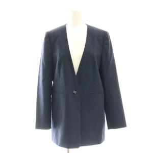 TOMORROWLAND collection ロロピアーナ スーツ セットアップ ノーカラージャケット パンツ スラックス チェック 36 34 ネイビー