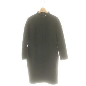 スタンドカラー 長袖 ワンピース ウール 36 ダークグリーン /MI OS