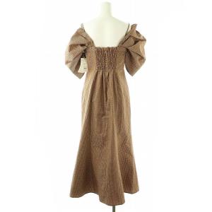 SNIDEL 23SS オフショルキャミマーメイドワンピース ロング チェック 1 ブラウン /DF OS