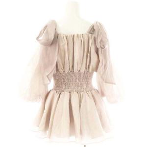 SNIDEL 24SS ウエストシャーリングリボンブラウス オフショルダー F ライトピンク /MI OS