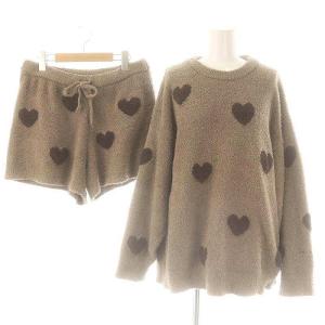 ベビモコハートジャガードプルオーバー ショートパンツ セットアップ ルームウェア F ブラウン ダークブラウン