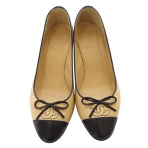 CHANEL バイカラー ココマーク パンプス 22.5cm べージュ ブラック
