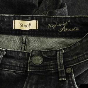 YANUK ANNETTE ハイウエストデニムパンツ ジーンズ テーパード ストレッチ 23 ブラック /MY OS