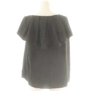 ANAYI 22AW コットンブロードビックカラーブラウス ノースリーブ 38 ブラック /DO OS