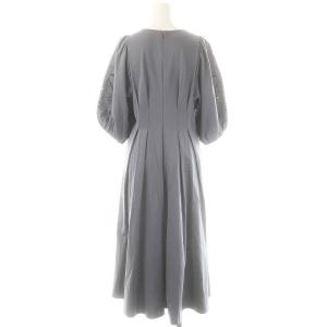 ANAYI 23SS モクロディ刺繍袖ワンピース ロング 38 グレー /DF OS