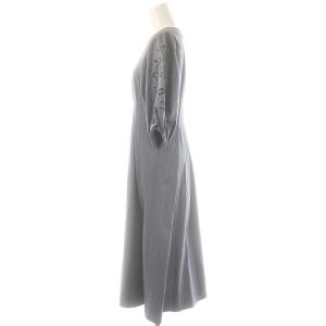 ANAYI 23SS モクロディ刺繍袖ワンピース ロング 38 グレー /DF OS