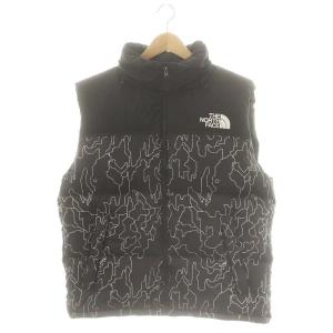 ND92339 Novelty Nuptse Vest ダウンベスト フード収納 ナイロン XL ブラック