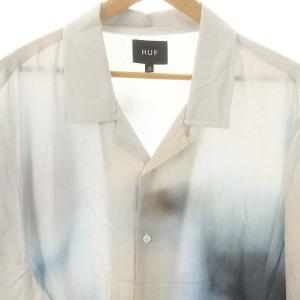 HUF レーヨンオープンカラー半袖シャツ 開襟 XL グレー マルチカラー /ES OS AD