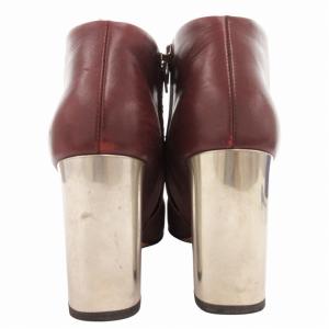 CELINE フィービー期 ショートブーツ チャンキーヒール アンクル スクエアトゥ サイドジップ レザー 37.5