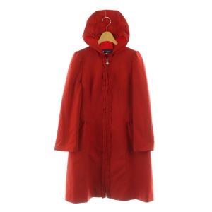 フリル フーディー カメリア ジップアップ スプリングコート ロング 38 レッド /MY OS