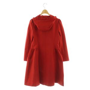 M'S GRACY フリル フーディー カメリア ジップアップ スプリングコート ロング 38 レッド /MY OS