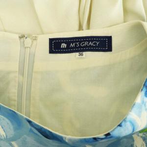 M'S GRACY 花柄 ショートスリーブ ワンピース ミニ 半袖 ベルト付 36 ブルー /MY OS