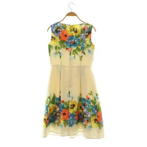 M'S GRACY 花柄 ノースリーブ ワンピース タック プリント 36 アイボリー /MY OS