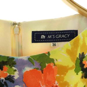 M'S GRACY 花柄 ノースリーブ ワンピース タック プリント 36 アイボリー /MY OS