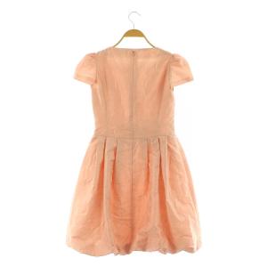 M'S GRACY カメリア柄 リボン ショートスリーブ ワンピース ミニ バルーン ジャガード ラメ 38 ピンク /MY