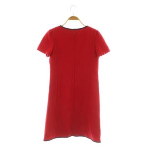 M'S GRACY ビーズ刺繍 ウール ショートスリーブ ワンピース 膝丈 半袖 36 レッド /MY OS