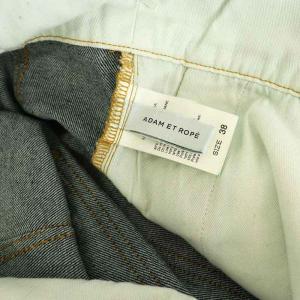 Adam et Rope' 22SS デニム チノ コルセットパンツ ジーンズ フレア ロールアップ ハイウエスト 38 ネイビー