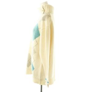 BLUE LABEL CRESTBRIDGE ニット セーター 長袖 アーガイル柄 タートルネック ウール 38 アイボリー /NR OS