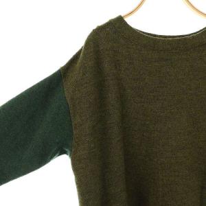 45rpm アルルとフロートのミックスビッグチュニック ニットワンピース ウール カーキ 緑 茶 /MI OS