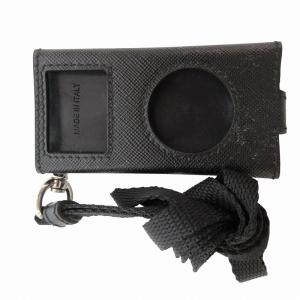 PRADA iPodケース カバー 三角プレート ロゴ PVC ストラップ 黒 ブラック /FF