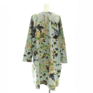 45rpm 花柄 ワンピース 膝丈 ボタニカル柄 スモークブルー マルチカラー /ES OS