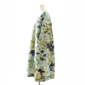 45rpm 花柄 ワンピース 膝丈 ボタニカル柄 スモークブルー マルチカラー /ES OS