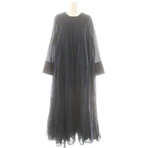 Cotton Voile Tiered Maxi Dress ワンピース ロング 長袖 ネイビー /DO