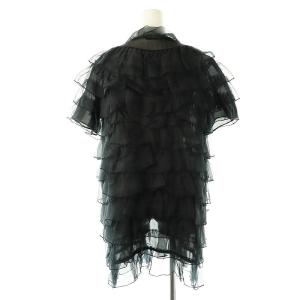 DRIES VAN NOTEN シルク フリルティアードカーディガン オーガンジー 36 ブラック