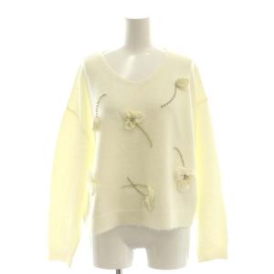 24AW フラワーモチーフビジューニットプルオーバー セーター F オフホワイト /MI OS SH