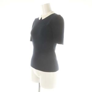 CELFORD 24AW 衿付ニットプルオーバー カットソー 半袖 F ネイビー オフホワイト /DO OS SH