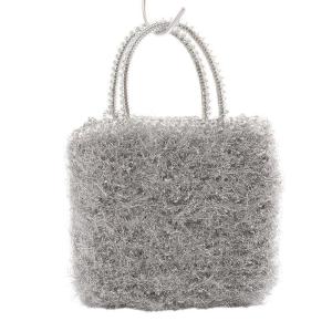 ANTEPRIMA ワイヤーバッグ ファーヤーン ラメ糸 ミニ ハンドバッグ 2way シルバー色