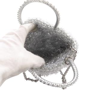 ANTEPRIMA ワイヤーバッグ ファーヤーン ラメ糸 ミニ ハンドバッグ 2way シルバー色