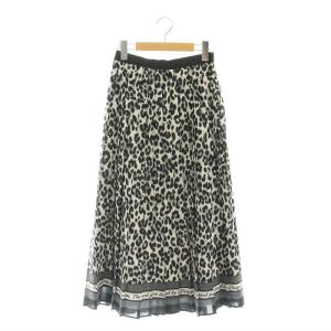 23SS レオパードプリーツスカート ミモレ ロング ヒョウ柄 36 白 ホワイト 黒 ブラック /AT