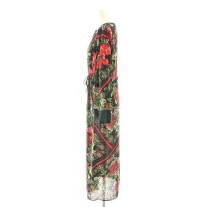 GRACE CONTINENTAL ボタニカル シャツワンピース ノーカラースキッパー 花柄 36 黒 マルチカラー /MI OS