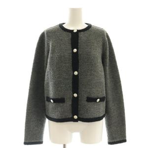 Mystrada 24AW セットアップ ブークレ ノーカラージャケット 台形スカート ウール混 36 グレー 黒 /MI