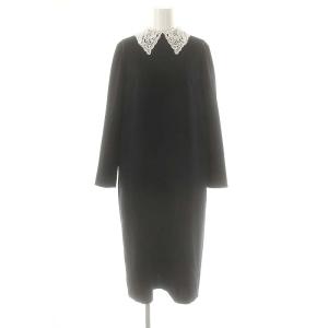 K 25SS NAVY コンフォータブルドレープ レース襟ワンピース ロング 長袖 2 ネイビー 白 /ES