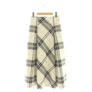 24AW ロービングチェックロングスカート フレア マキシ ツイード 1 グレー 黒 ブラック /AT