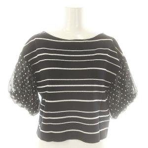 GRACE CONTINENTAL セットアップ ドットボーダーニットトップ カットソー スカート 36 ブラック ホワイト /ES OS