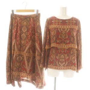 セットアップ オリエントパッチワークトップ ブラウス フレアスカート 36 テラコッタ マルチカラー /ES