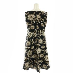 Diagram GRACE CONTINENTAL チュールラメ刺繍ワンピース 膝丈 ノースリーブ 36 ブラック ホワイト ゴールド色 /DO OS