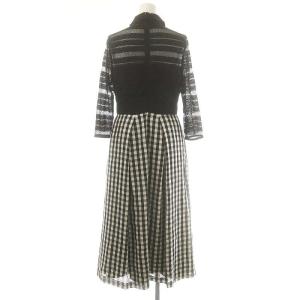 GRACE CONTINENTAL レース×カラミワンピース ロング チェック 36 ブラック オフホワイト /DO OS