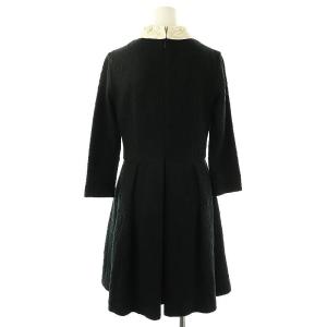 Diagram GRACE CONTINENTAL ビーズ刺繍 襟付きワンピース 膝丈 七分袖 36 ブラック /HK OS