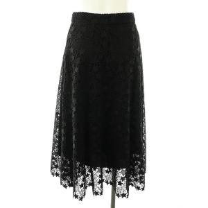 JILL STUART 星柄レース ロングスカート フレア 2 ブラック /HK OS