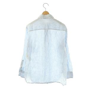 23区 マイスタンダード LIBECO ベーシック シャツ ストライプ 長袖 32 ブルー ホワイト /DF OS