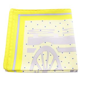 HERMES CALECHE ELASTIQUE スカーフ 総柄 シルク イエロー