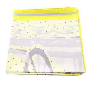 HERMES CALECHE ELASTIQUE スカーフ 総柄 シルク イエロー